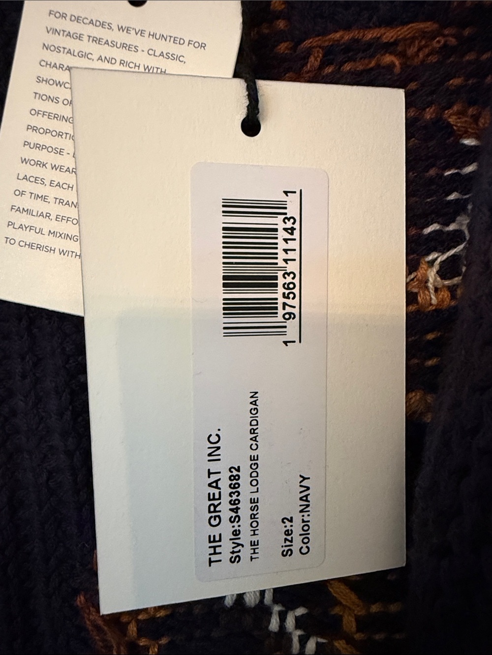 The Great. Navy Horse Lodge Cardigan Sweater - Picture 4 of 5